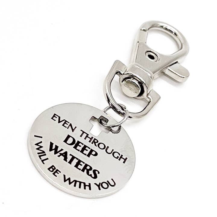 Even Through Deep Waters I Will Be With You Engraved Clip On Charm Isaiah 43 2 for wholesale by JKCE Designs