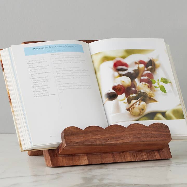 etúHOME - Wholesale Book Stand - Scalloped Wood Book Stand, Natural2