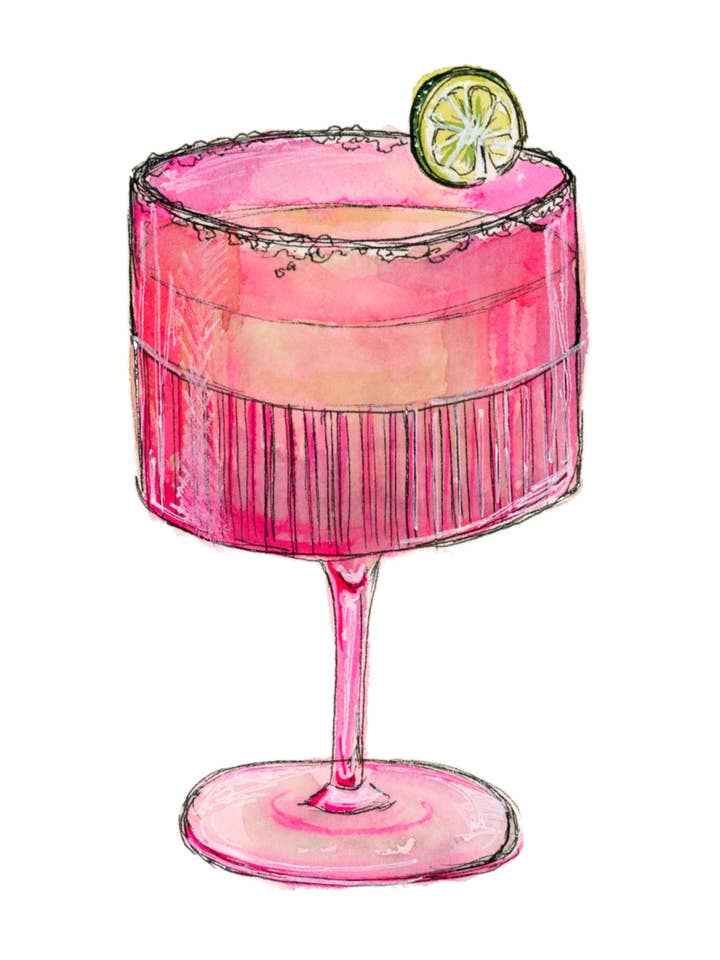 Cocktail de Vidro Rosa Art Print por atacado de artxnikki