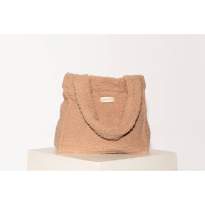 LATTELOVE by Coffee Shoppe - Wholesale Tote Bag - Women's - PLUSH SHERPA FLEECE TOTE BAG1