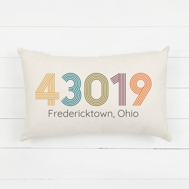 Retro Zip Code 70s Inspired Throw Pillow for wholesale by AbbyKate HOME