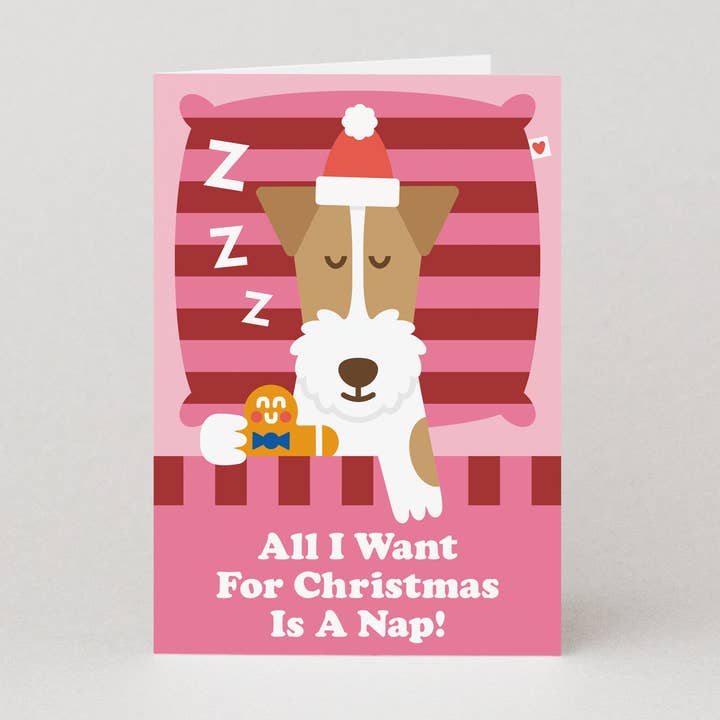 Studio Boketto – wholesale Julkort – Allt jag önskar mig i jul är en tupplur | Hundjulskort0