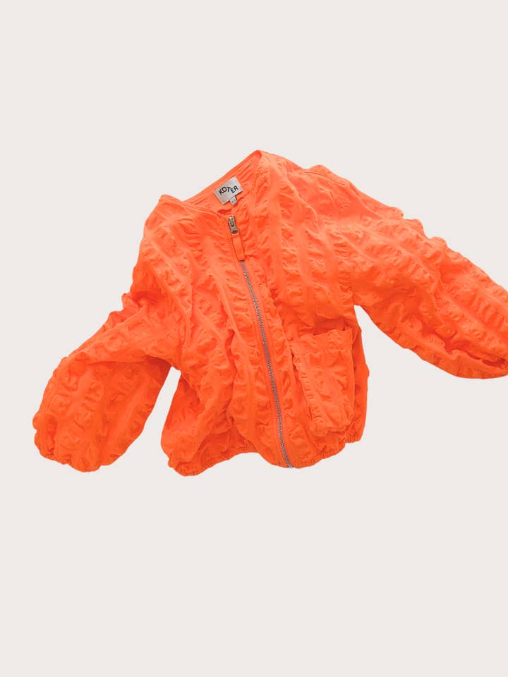 Veste bomber oversize en seersucker de coton orange - Adulte pour la vente par Studio Koter