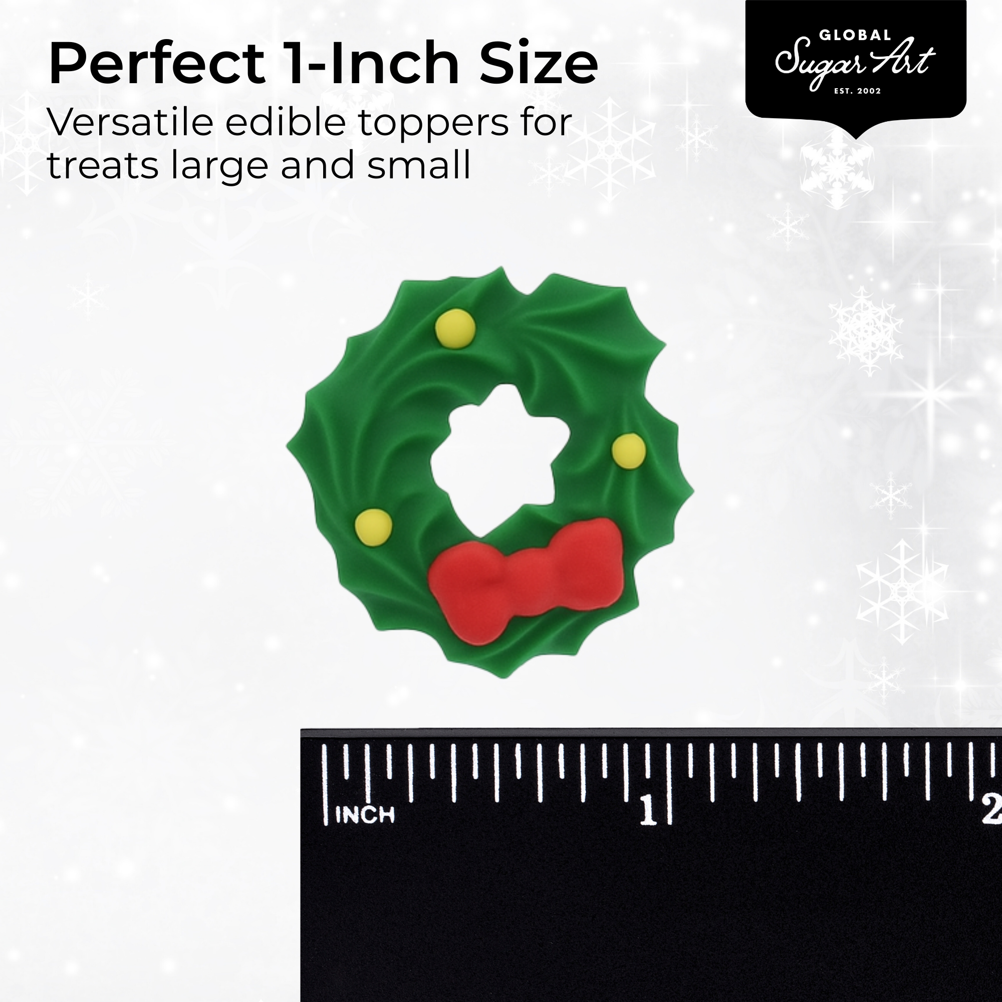 Global Sugar Art – wholesale Cake/cupcake topper – Christmas Cupcake Toppers, Edible Royal Icing Decorations, by Global Sugar Art (Wreath Poinsettia)3