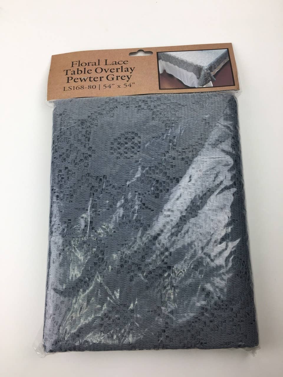 Packaging Decor - Wholesale Tablecloth - Gray Lace Table Overlay 54" x 54"4