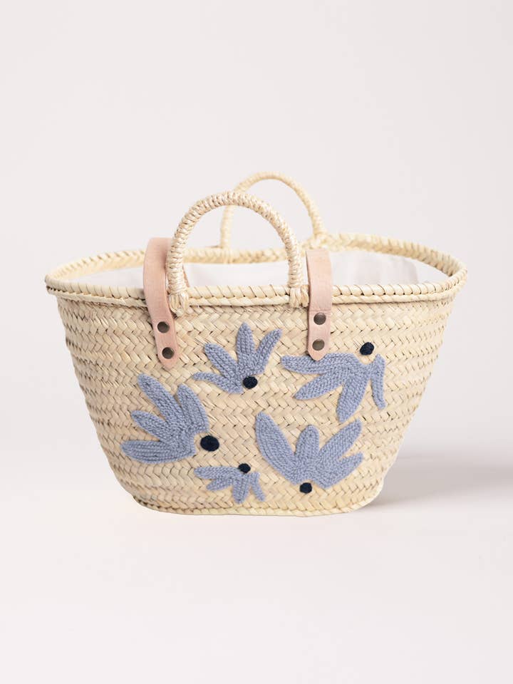 GESTICKTER KORB BLAUE BLUME für den Großhandel von Maradji