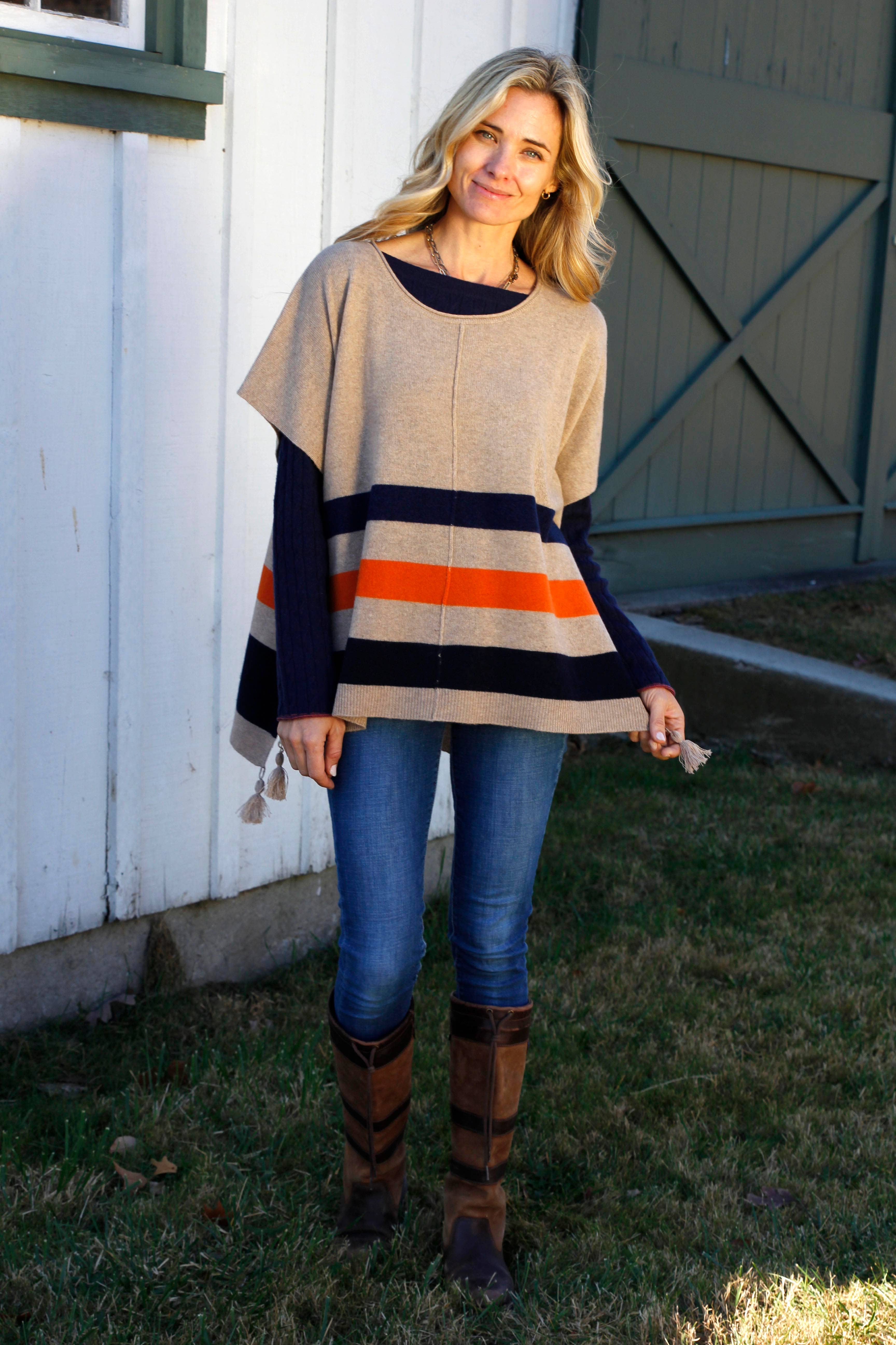 Natural Navy Orange Easy PopOn -Striped for wholesale on Faire2