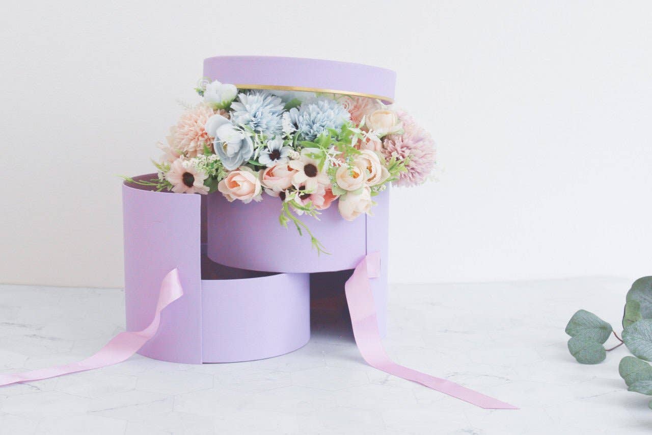 Elegant Design Supply – Engroshandel Gaveæske – To lag rund blomsterkasse med klart låg13