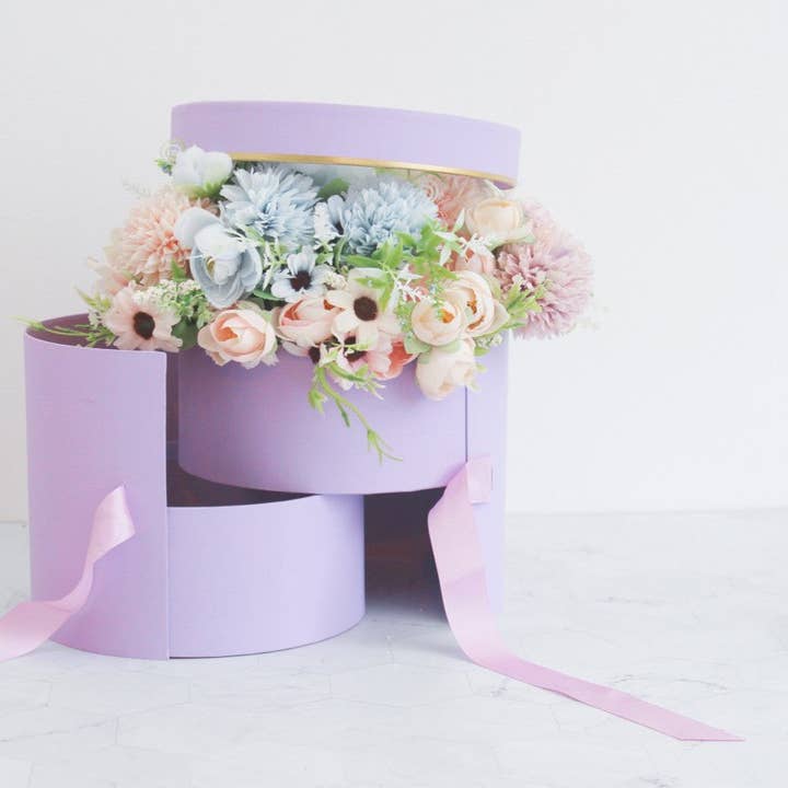 Elegant Design Supply – Engroshandel Gaveæske – To lag rund blomsterkasse med klart låg13