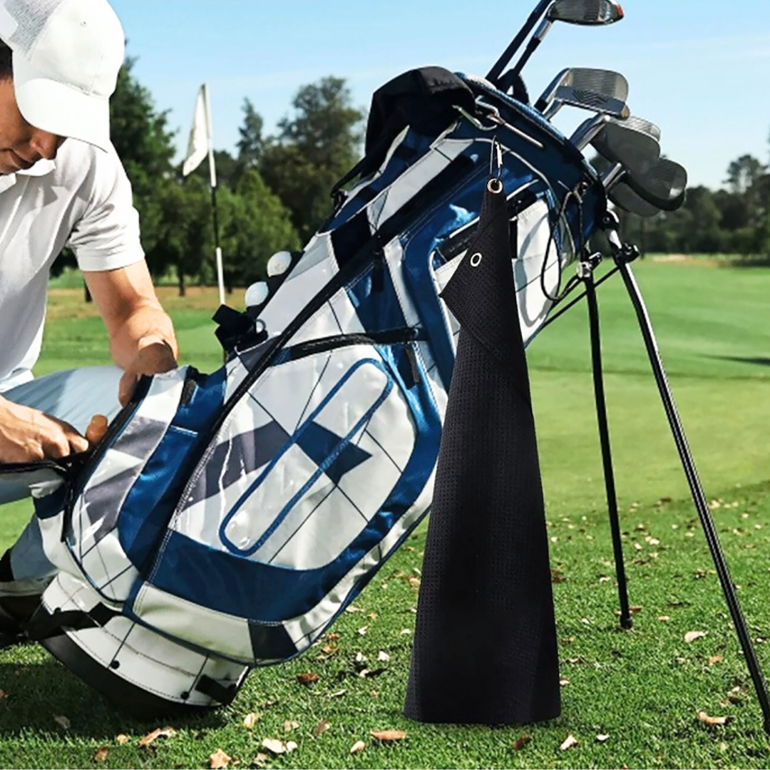 Pro Towels - Wholesale Sports Towel - Tri-Fold Microfiber Waffle Golf Towel: Grommet & Hook3