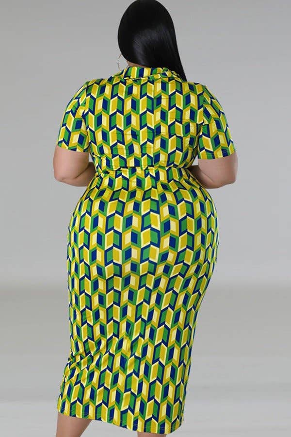 Green Plaid Short Sleeve Shirt Dress for wholesale on Faire0