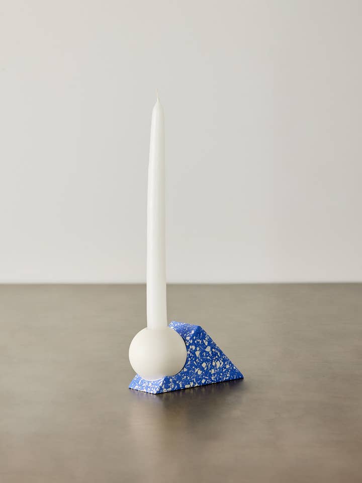 Castiçal Equilibrium Azul Cobalto & Branco Terrazzo Taper por atacado de kanju Interiors