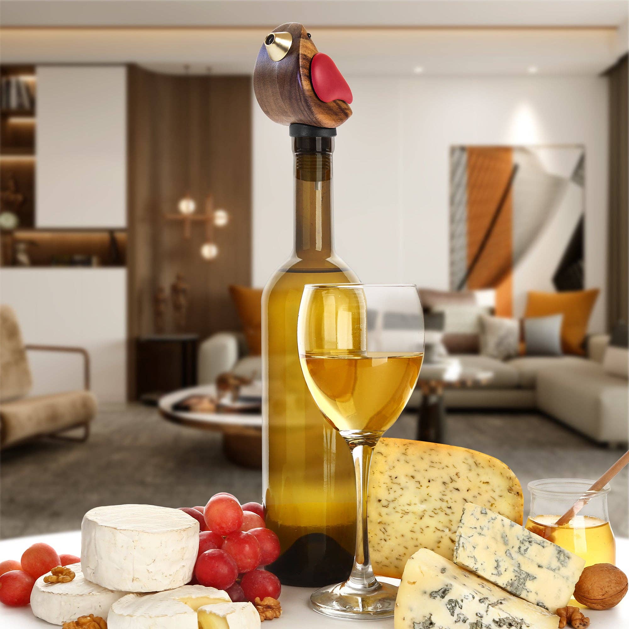 Totally Bamboo – Rolha de vinho por atacado – Songbird Specialties® "Cantor" Vertedor de Garrafa de Vinho, Vermelho3