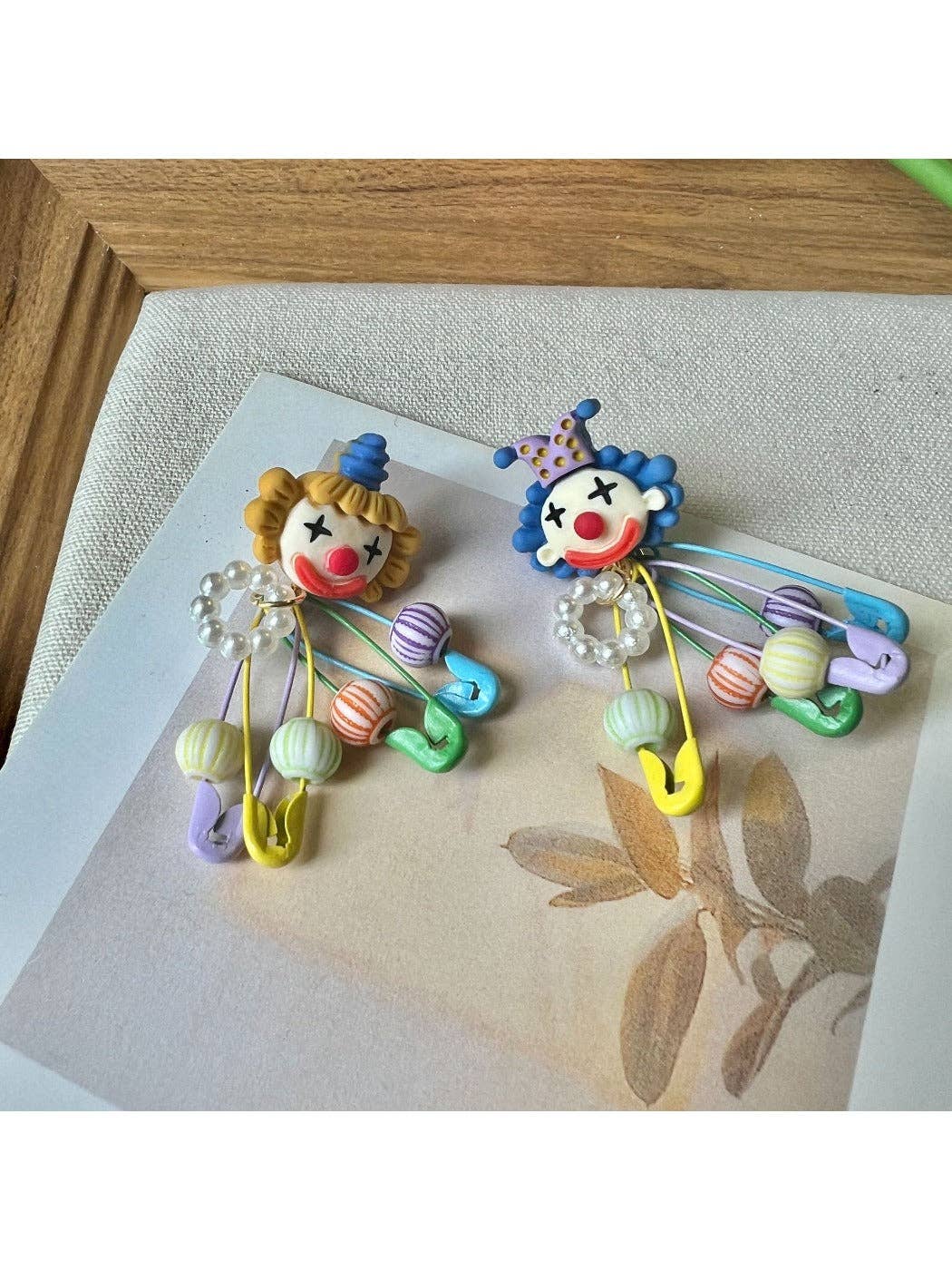 Multicolor Earwish - Colorful Circus Clown Earrings for wholesale on Faire4