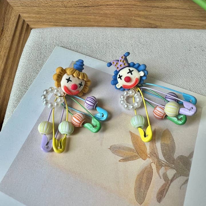 Multicolor Earwish - Colorful Circus Clown Earrings for wholesale on Faire4