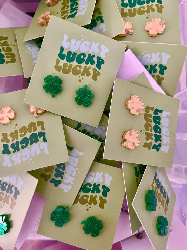 Lucky Clover Stud Earrings – Saint Patrick's Day for wholesale by threefourteen