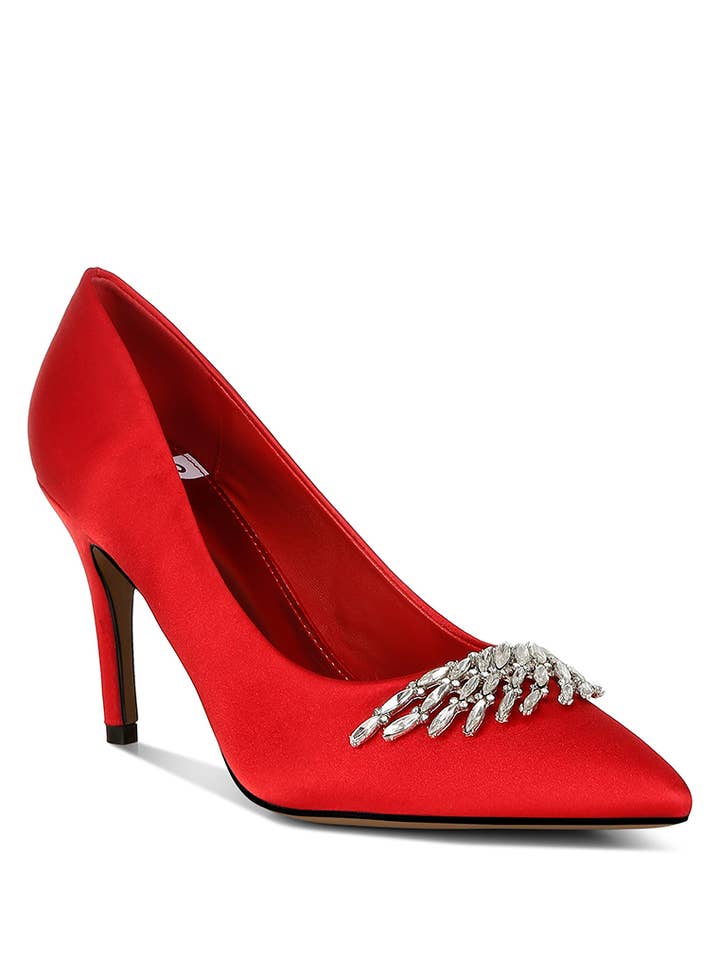 Rag Company – wholesale High heels – Women’s – Rhodolia Diamante Brooch Detail Satin Pumps5