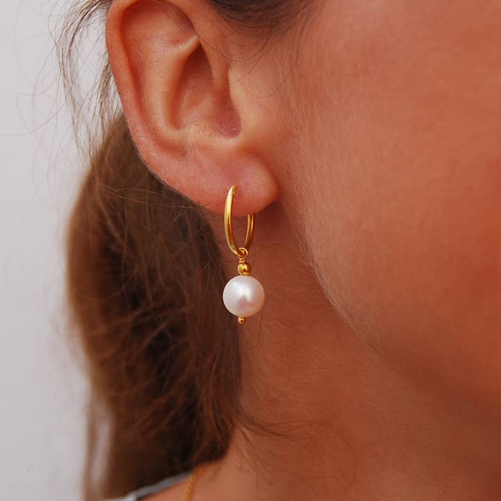 Yneda Jewels – Brincos de argola por atacado – Brincos de pérolas, brincos de prata 925, argolas de pérolas.1