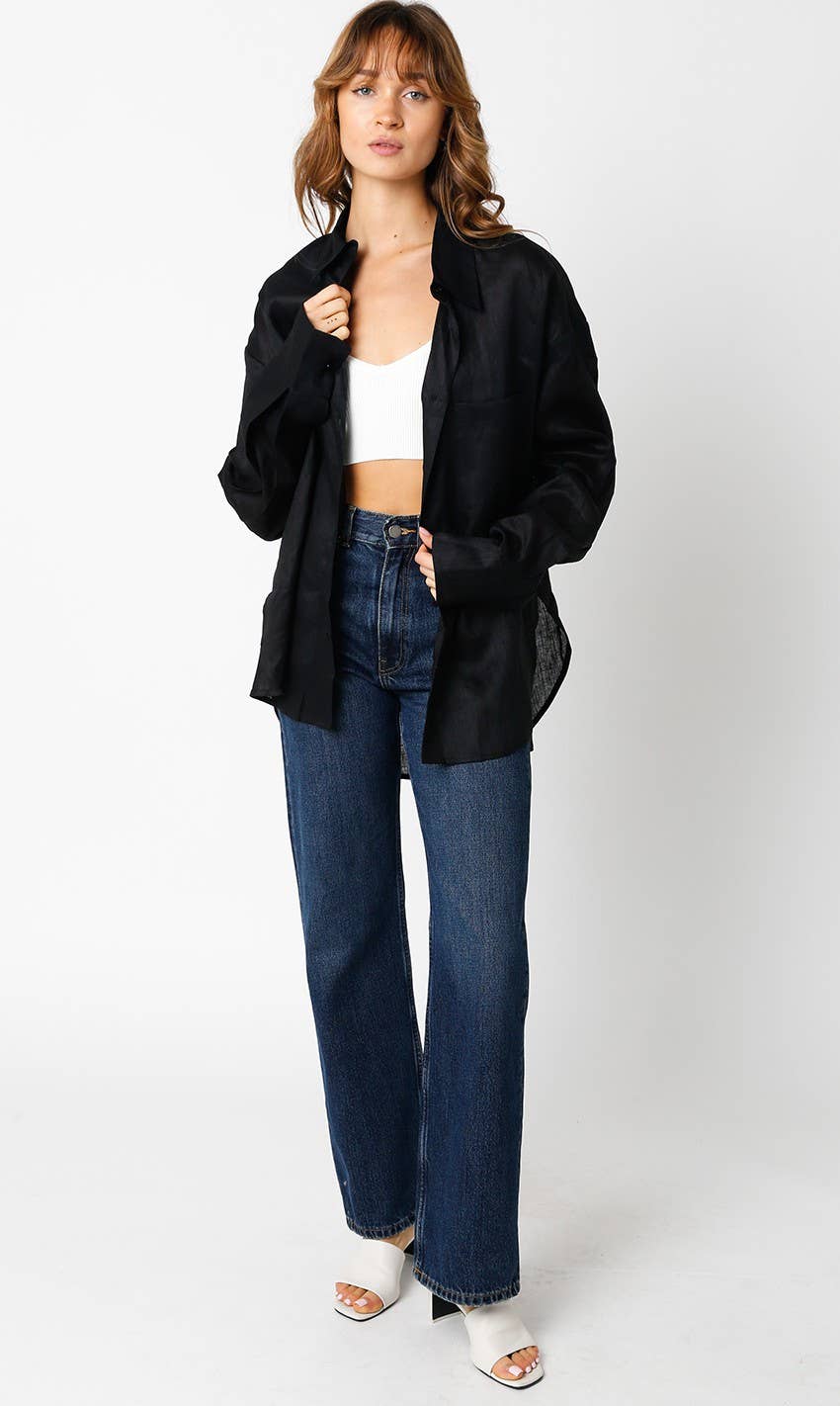 Olivaceous – wholesale Buttoned-down shirt – Women's – Helen Linen Shirt1