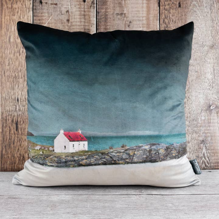 Cath Waters Scottish Landscapes - Wholesale Throw/Decorative Pillow - The Isle of Barra Velvet Cushion