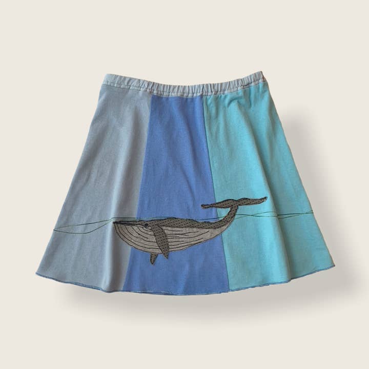 Mini Applique Skirt- Blue Whale for wholesale by Sardine Clothing Co.