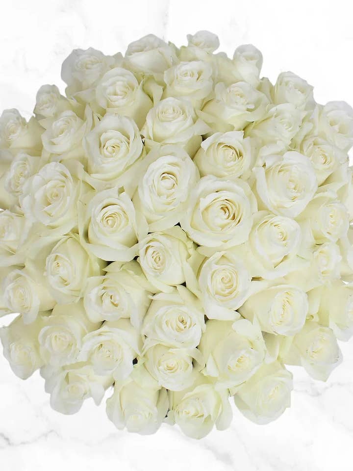 White Roses Bouquet Valentines Fresh Cut Floral Arrangement 50 Stems (Copy) for wholesale by UniqueMartandHome