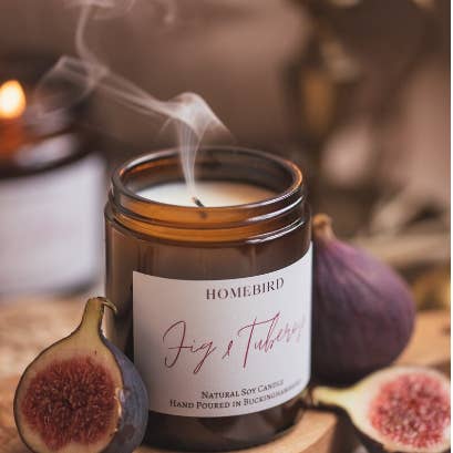 Fig & Tuberose - Naturligt sojavokslys for engroshandel hos Homebird Candle Co.