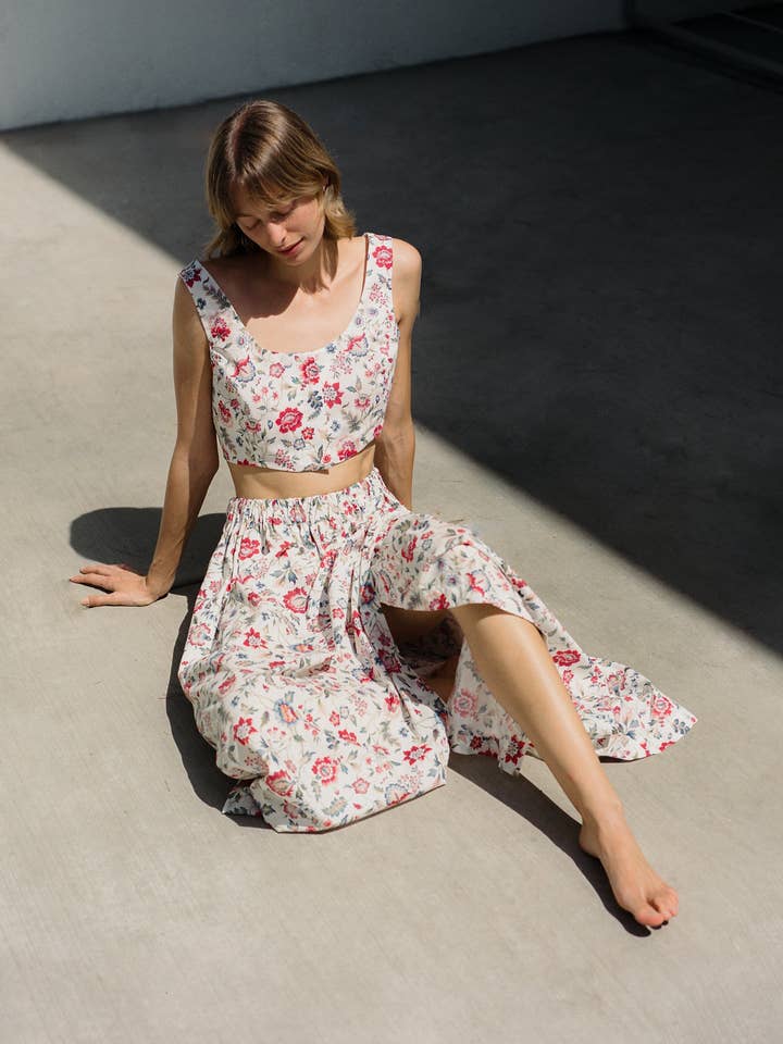 Evan Maxi Skirt - Perennial Floral for wholesale by Emma Rothkopf