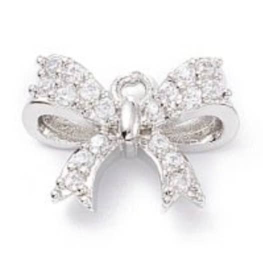 Silver Jeweled Bow Charm for wholesale by The Charm Bar Company