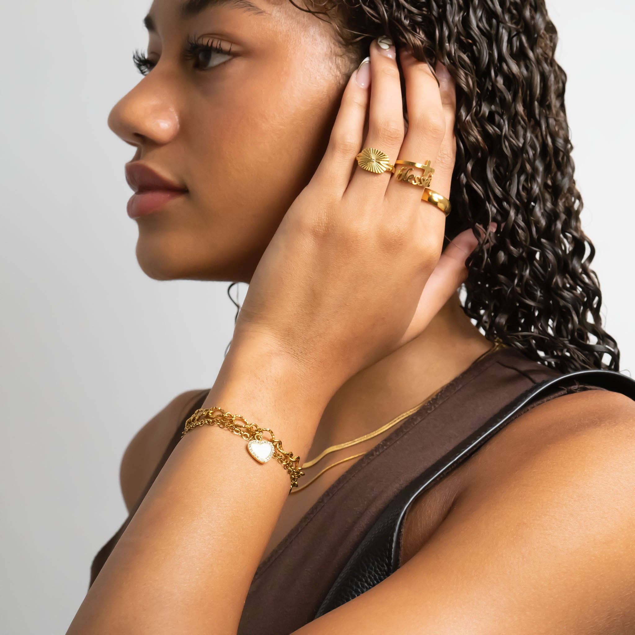 WJW – Großhandel Individueller Charm/Anhänger – 18K Gold PVD Edelstahl Perlenherz-Anhänger2