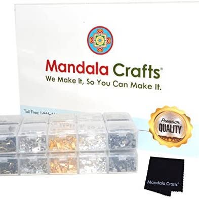 Mandala Crafts - Wholesale Craft Supplies - Ribbon Crimps for Jewelry Making, Ribbon Clamps, Fold Over Cord Ends, Jewelry Finding Kit for Bracelets, Bookmarks; by Mandala Crafts