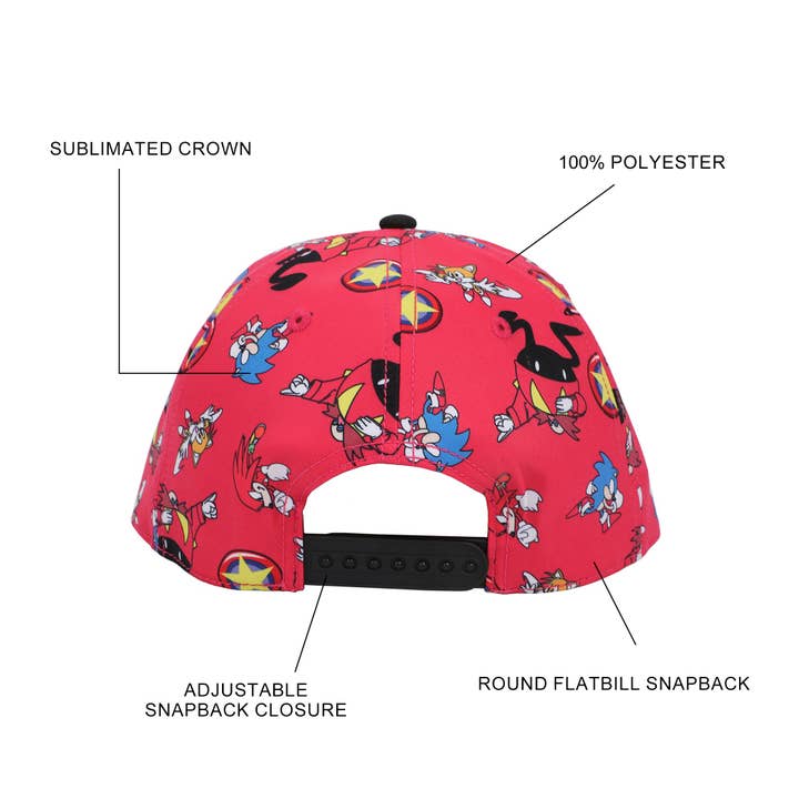 Bioworld Merchandising - Wholesale Flat Brim Cap - Unisex - Sonice The Hedgehog Sublimated Aop Poly B15 Snapback2