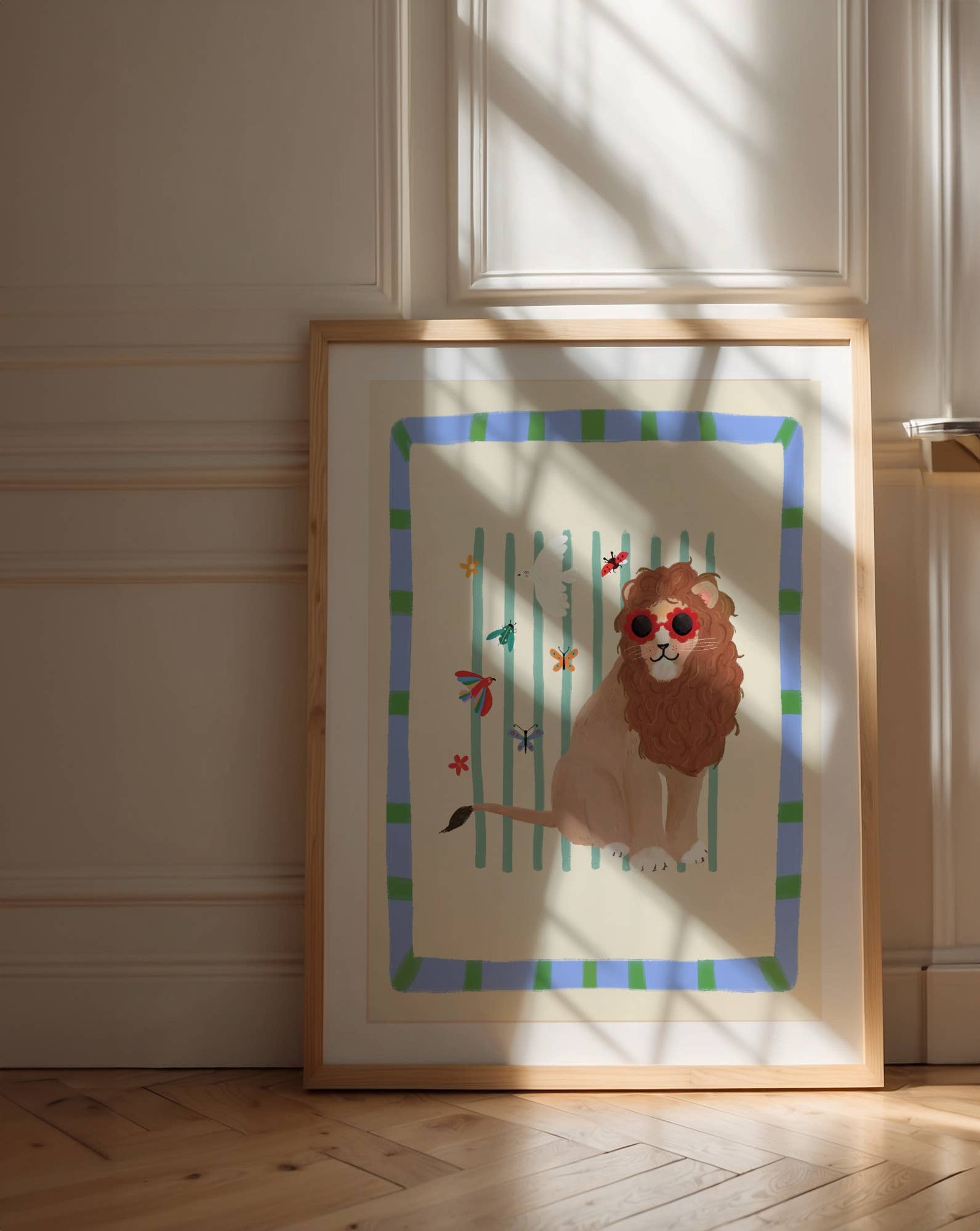 Kate Fox Design – wholesale Art print – Leo Lion , Kids Art Print, Colourful Art, Fun Art, Animal3