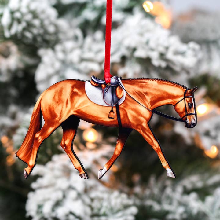 Classy Equine - Wholesale Ornament - Chestnut English Pleasure - Hunt Seat Quarter Horse Ornament