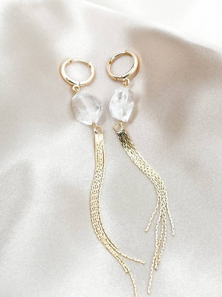 Orecchini Herkimer con frange con diamanti per la vendita all'ingrosso da parte di True Warrior Jewelry