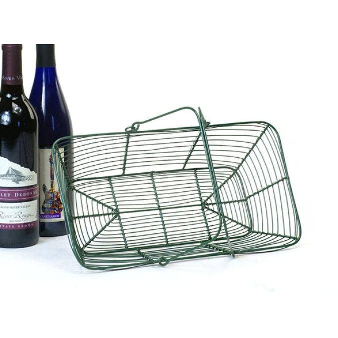 Buhi Imports - Vente Paniers - Panier rectangulaire en fil métallique vert1