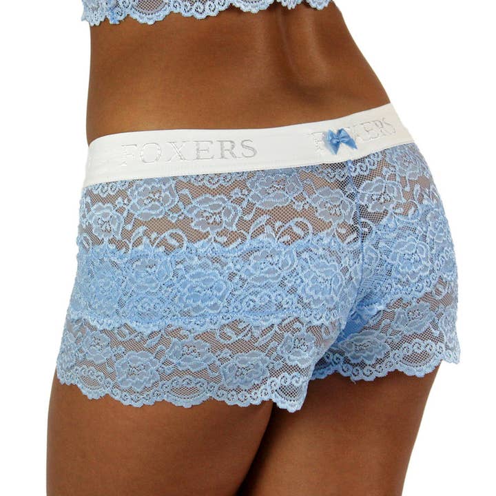 Helles Blau Lt Blue Lace Boxers Elfenbein Logo-Band für den Großhandel auf Faire