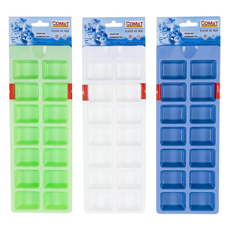 Deluxe Import Trading - Venta al por mayor Bandejas de hielo/cubiteras - Bandeja de Hielo de Plástico 2 piezas - 9.5x3.5'' - Colores Surtidos0