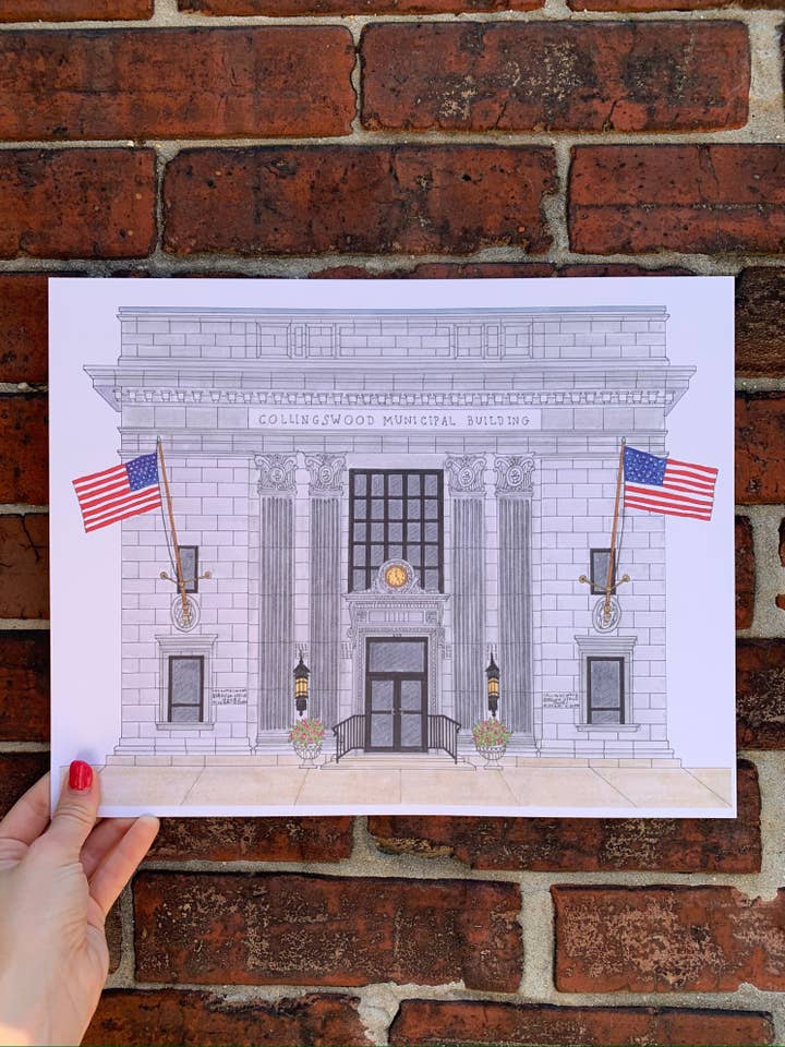 Hôtel d'arrondissement de Collingswood Impression 11x14 pour la vente par ArtByAlicia