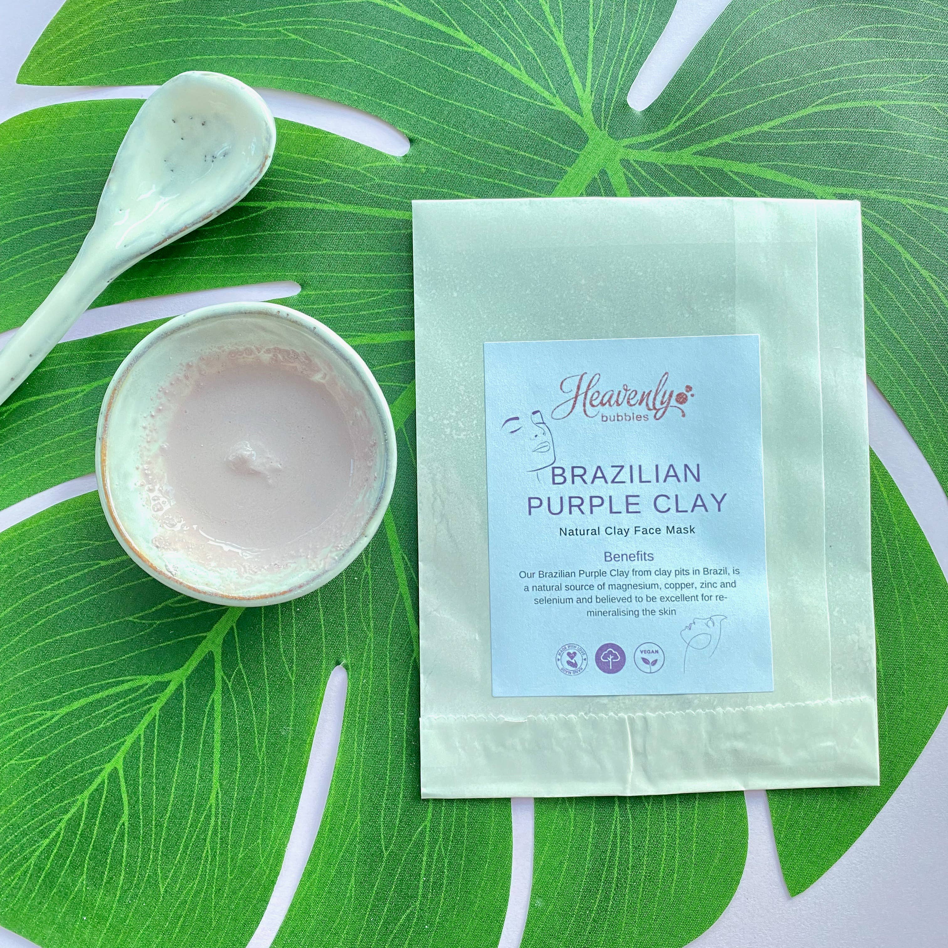 Heavenly Bubbles - Wholesale Skincare Face Mask - Brazilian Purple Natural Clay Face Mask Single Sachet2