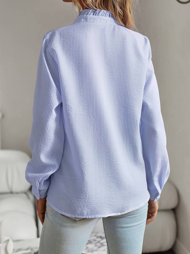 Lily Clothing - Wholesale Button Down Shirt - Women's - BUTTON UP LACE STRIPE SHIRT_CWTSTL02749