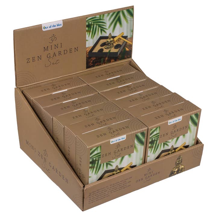 Wurm - Wholesale Gag Gift/Novelty Gift - Mini Zen Garden Set, plastic tray in 9x7.5cm, with Buddha figure, stones, sand, and plastic rake, 12 pieces in display3