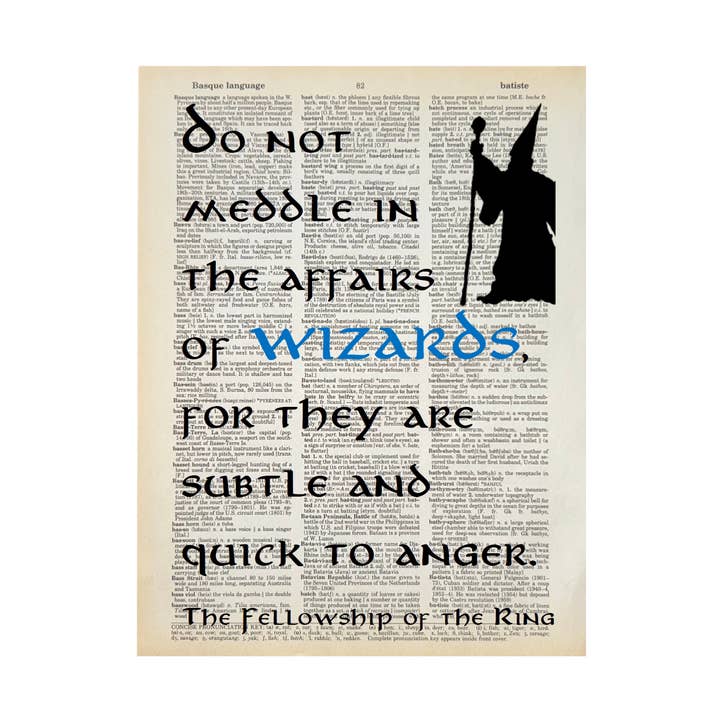 Do not meddle wizards | Dictionary Print | Vintage Book Art for wholesale by Bookish Birds