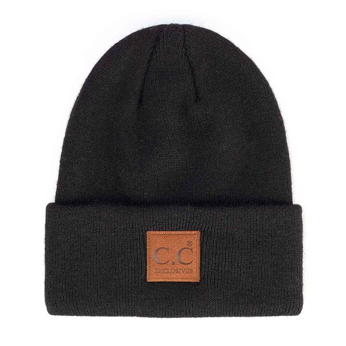 MiMi Wholesale - Wholesale Beanie - Women's - HTM9021 Unisex Soft Ribbed Leather Patch Beanie2