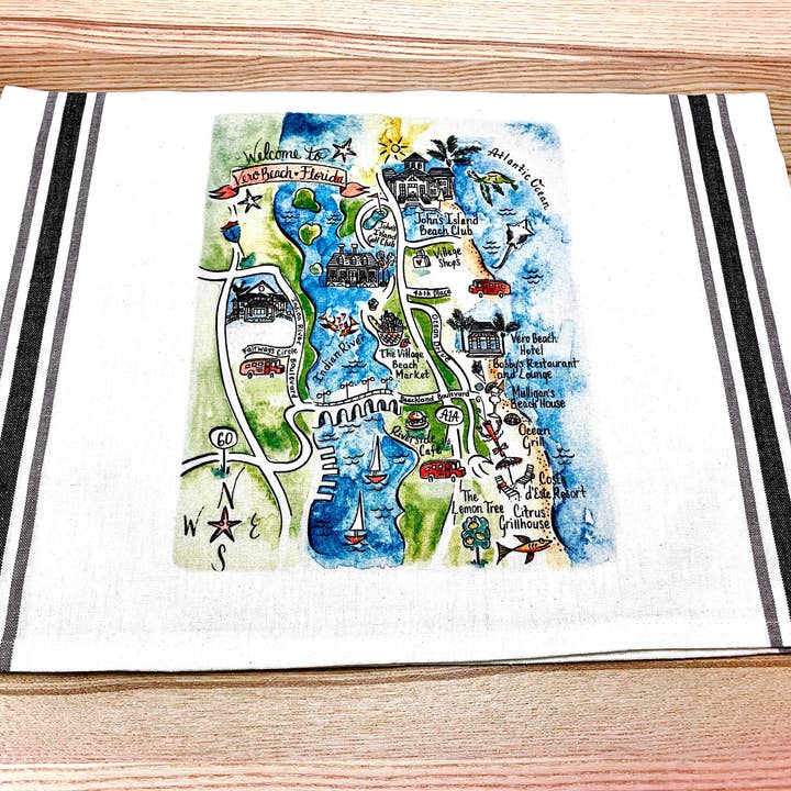 Planche en bambou Vero Beach FL Map (petite) pour la vente par Gooseberry Designs