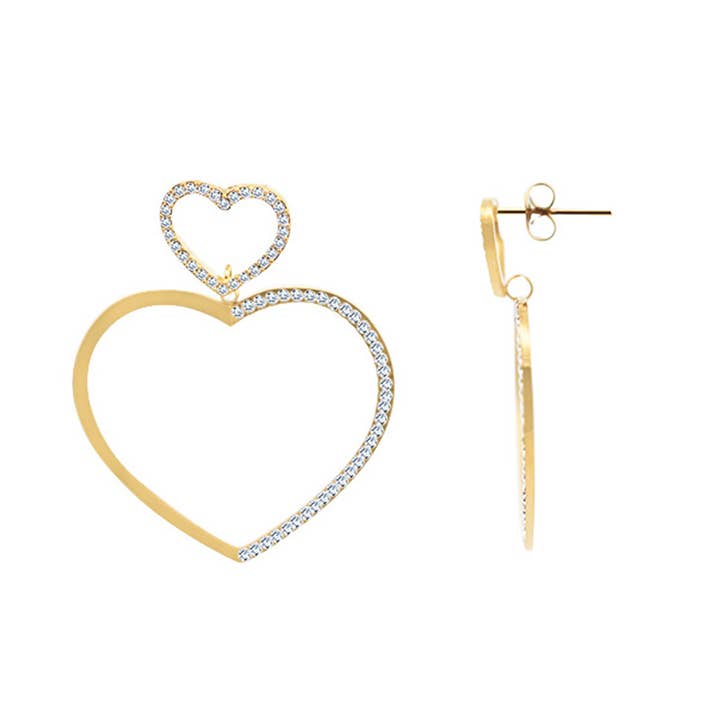 HARTVORMIGE HANGENDE OORBELLEN MET STRASS - YC24112B664 voor wholesale door AMORINO SRL