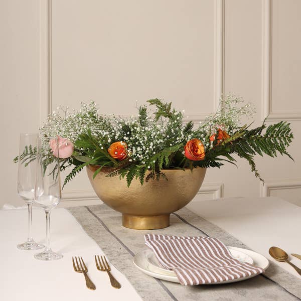 India Handicrafts Inc - Wholesale Decorative tabletop object - Antique Gold Pedestal Bowl1