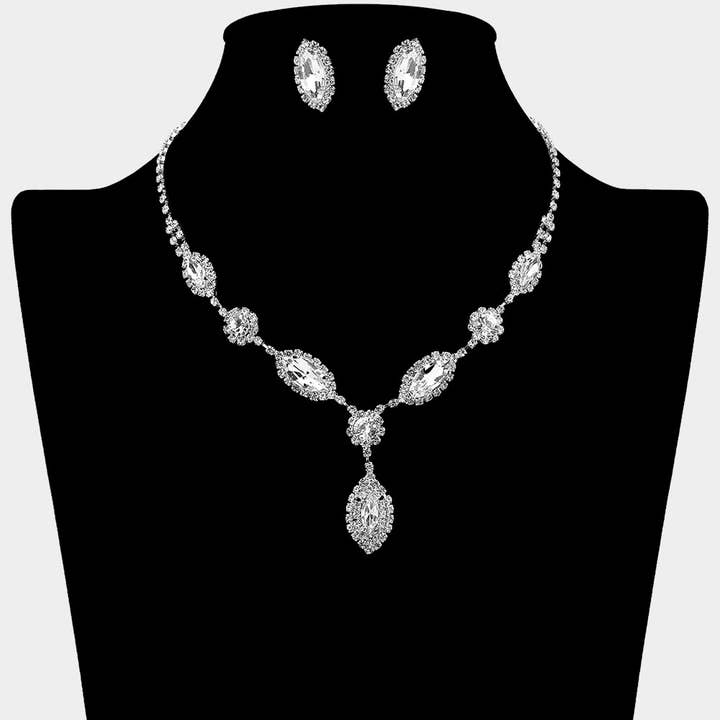 Collar con acento de piedra marquesa pavimentado con diamantes de imitación para venta al por mayor de Sensibling Corp.