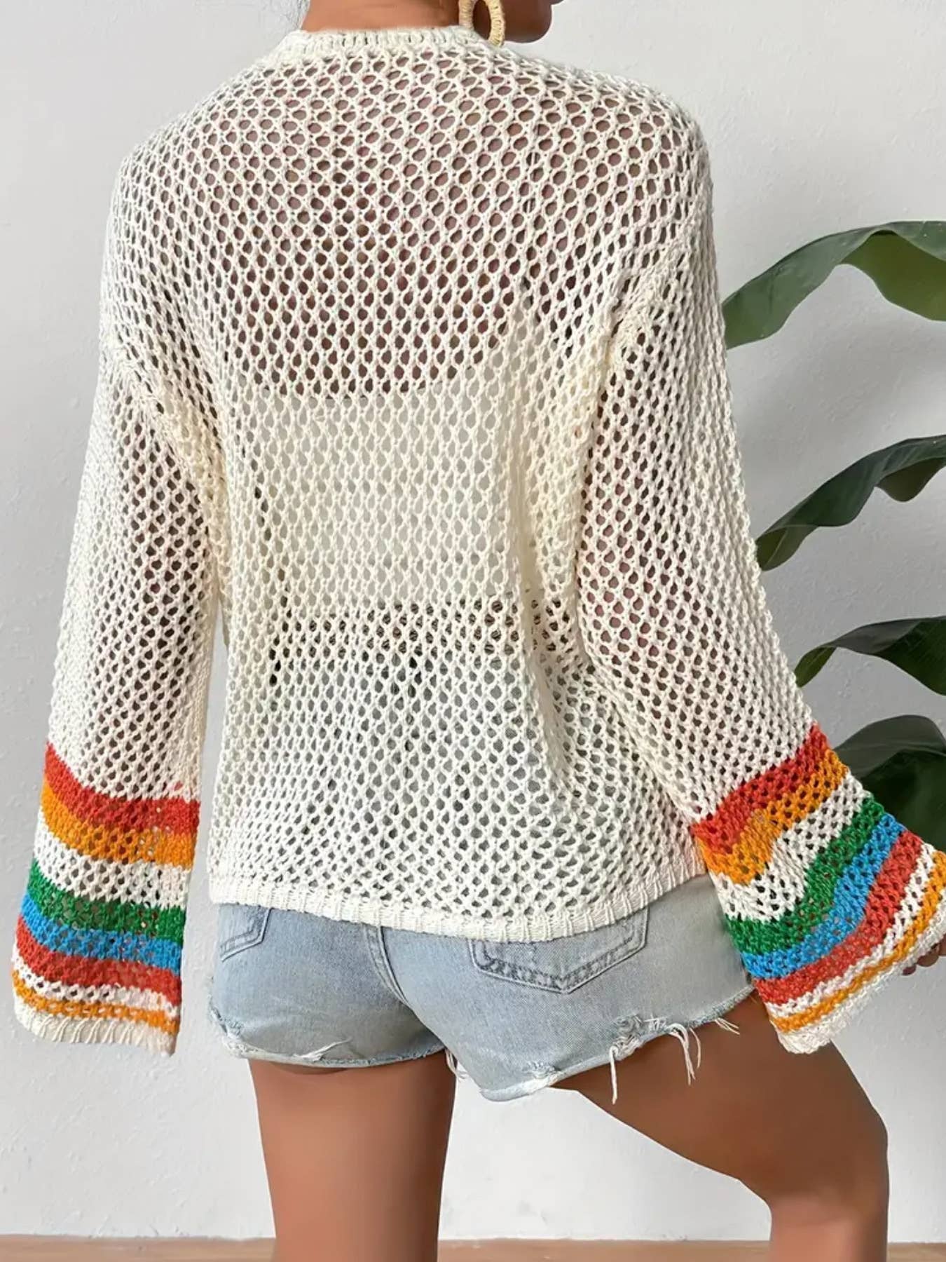 Rosa Clothing - Wholesale Cardigan - Women's - Ethnic Retro Crochet Rainbow Cardigan6