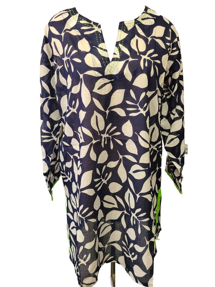KikiSol - Wholesale Tunic - Women's - Navy Twiggy w/ Island Green Trim KikiSol Tunic